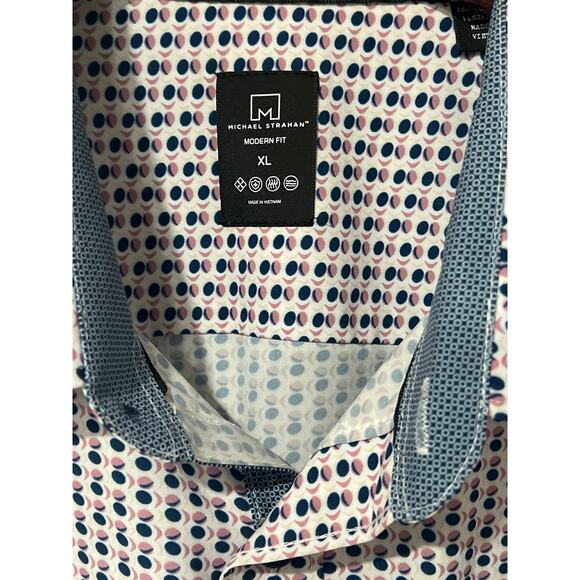 Michael Strahan White, Navy Blue, Purple Short Sleeve Button Up, Size XL, 1374-V - Picture 2 of 4